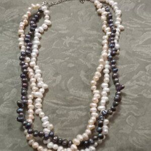 Multi-strand, multi-coloured faux freshwater pearls in great condition